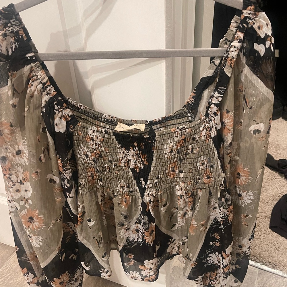 Floral Smocked Off-Shoulder Top